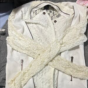 Elegant Lace-Trimmed White Jacket